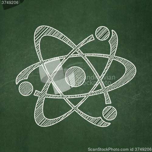 Image of Science concept: Molecule on chalkboard background