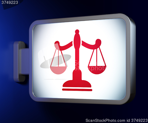 Image of Law concept: Scales on billboard background