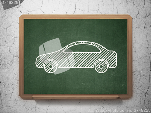 Image of Tourism concept: Car on chalkboard background