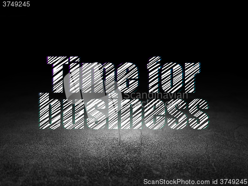 Image of Business concept: Time for Business in grunge dark room