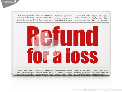 Image of Insurance concept: newspaper headline Refund For A Loss