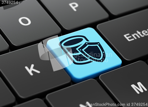 Image of Programming concept: Database With Shield on computer keyboard background