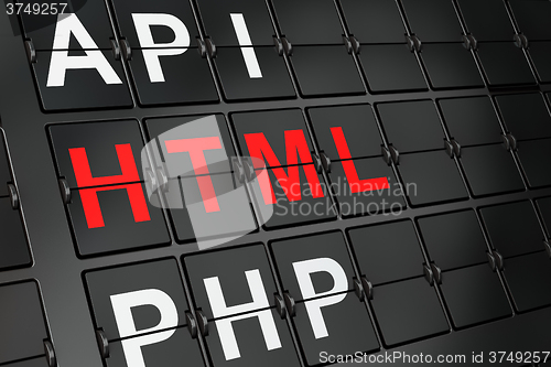 Image of Database concept: Html on airport board background