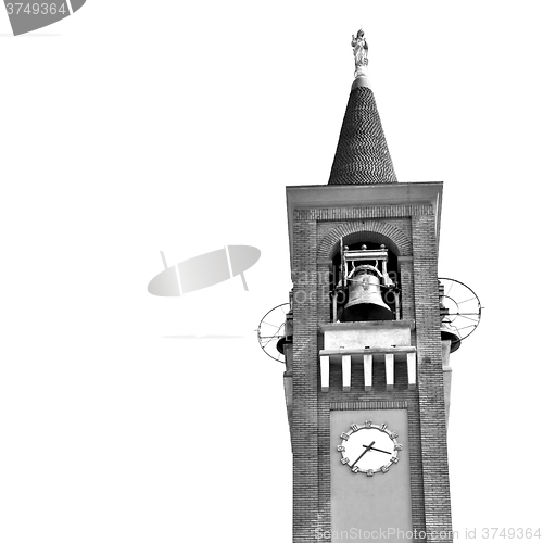 Image of ancien clock tower in italy europe old  stone and bell