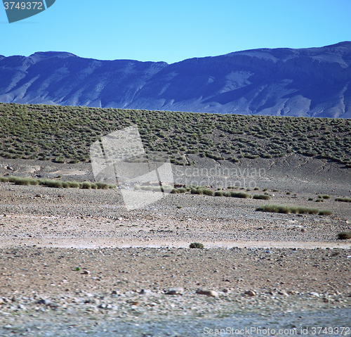 Image of valley hill   in   africa morocco the atlas dry mountain ground 