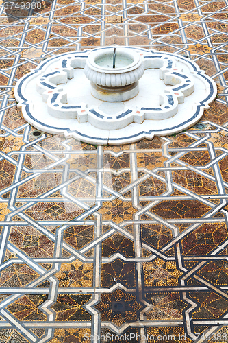 Image of fountain in morocco  antique construction  mousque palace