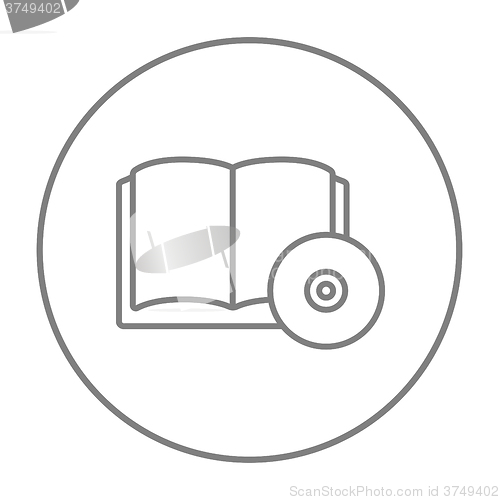 Image of Audiobook and cd disc line icon.