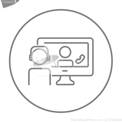 Image of Online education line icon.