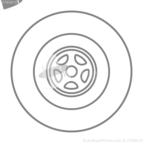 Image of Car wheel line icon.