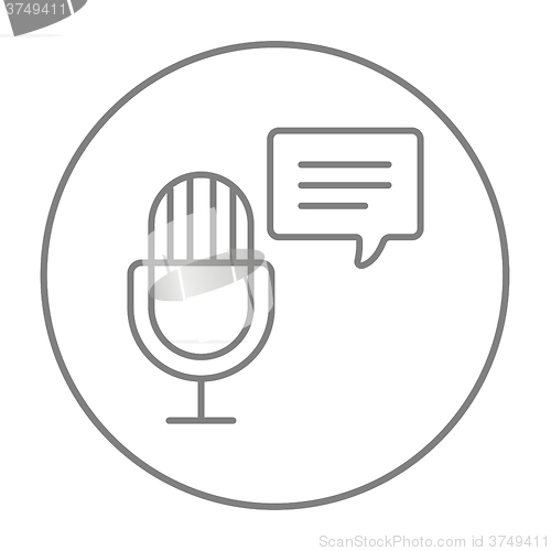 Image of Microphone with speech square line icon.