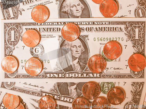 Image of  Dollar coins and notes vintage