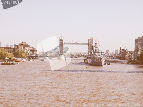 Image of River Thames in London vintage