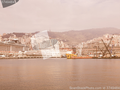 Image of View of Genoa Italy from the sea vintage