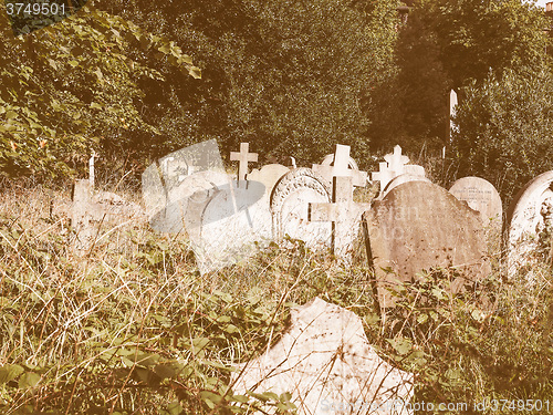 Image of Tombs and crosses at goth cemetery vintage