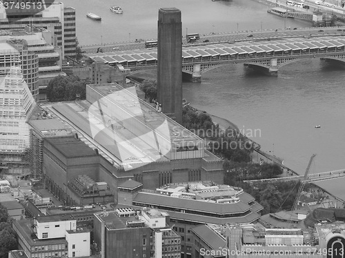 Image of Black and white Aerial view of London