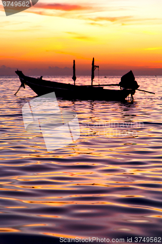 Image of sunrise boat  in thailand   tao bay coastline south sea