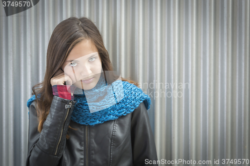 Image of Portrait of Young Pretty Blue Eyed Girl