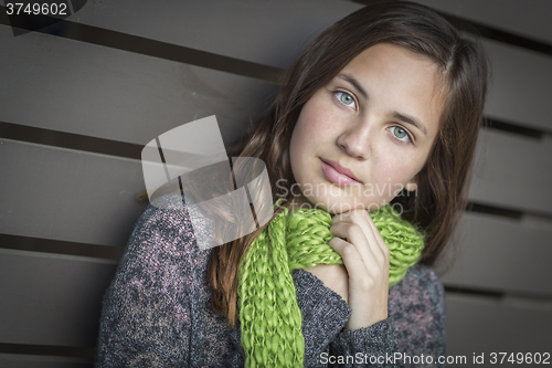 Image of Portrait of Young Pretty Blue Eyed Girl