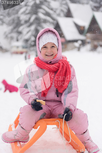 Image of little girl sitting on sledges