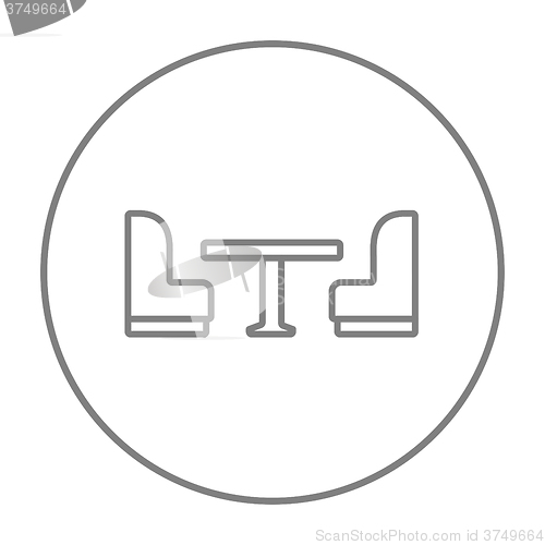 Image of Camping van interior with seating line icon.