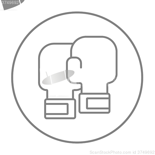 Image of Boxing gloves line icon.
