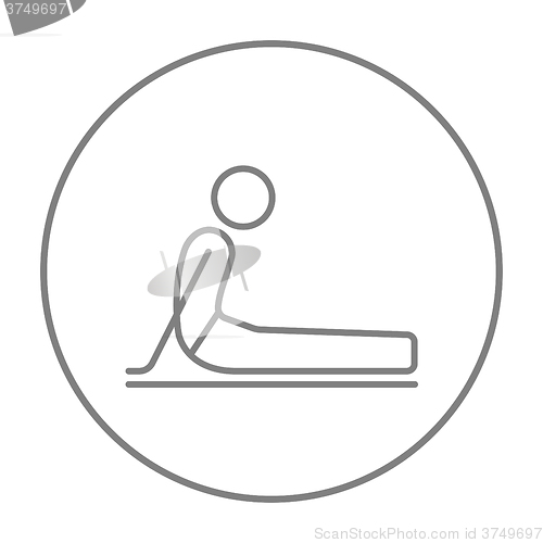 Image of Man practicing yoga line icon.