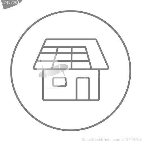 Image of House with solar panel line icon.