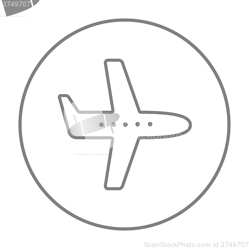 Image of Flying airplane line icon.