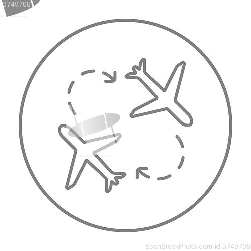 Image of Airplanes line icon.