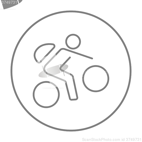 Image of Man riding bike line icon.