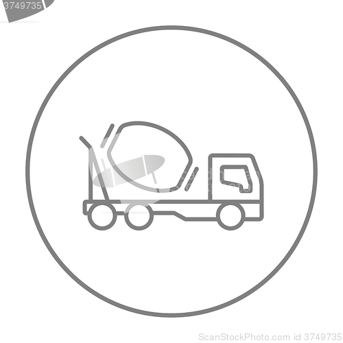 Image of Concrete mixer truck line icon.