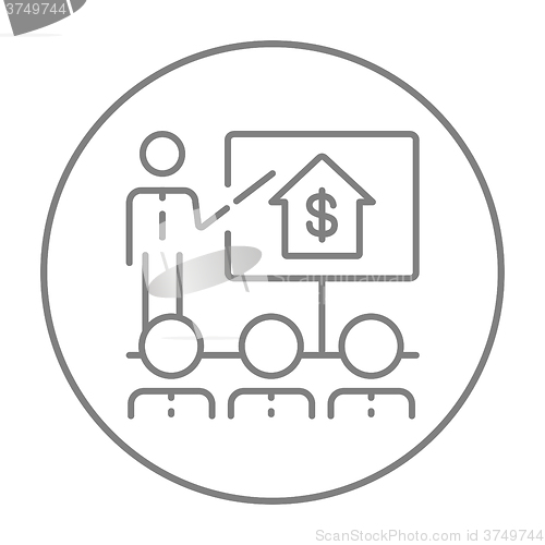 Image of Real estate training line icon.