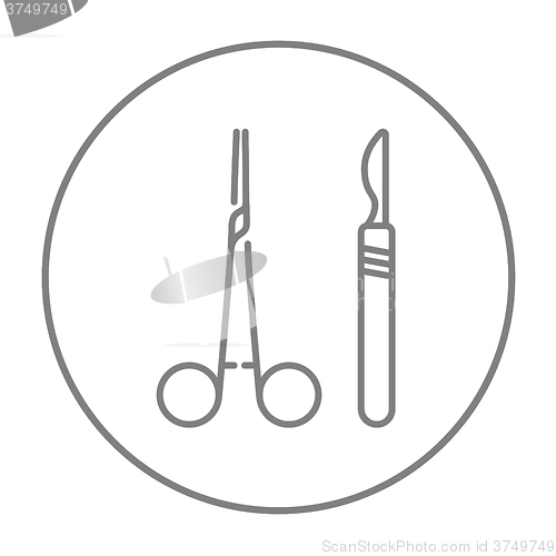 Image of Surgical instruments line icon.