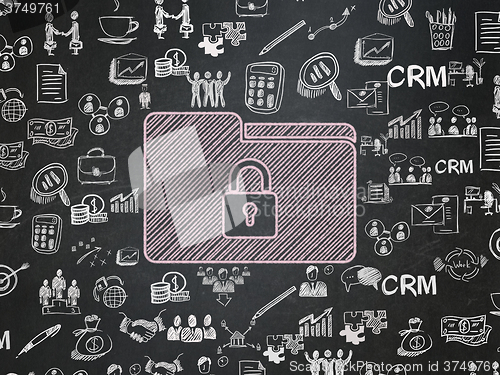 Image of Finance concept: Folder With Lock on School Board background