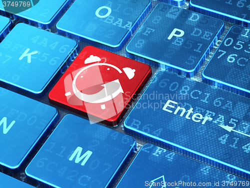 Image of Timeline concept: Alarm Clock on computer keyboard background