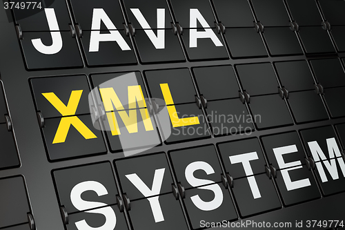 Image of Programming concept: Xml on airport board background