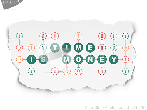 Image of Finance concept: Time Is money on Torn Paper background