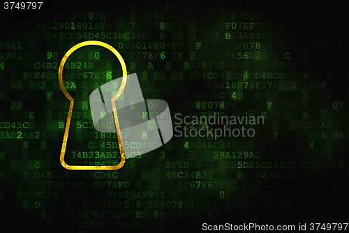 Image of Privacy concept: Keyhole on digital background