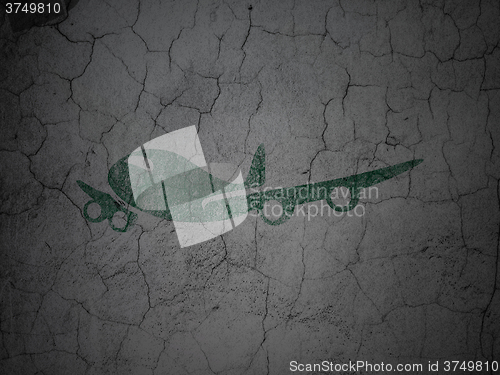 Image of Vacation concept: Airplane on grunge wall background