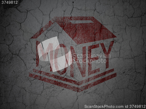 Image of Currency concept: Money Box on grunge wall background
