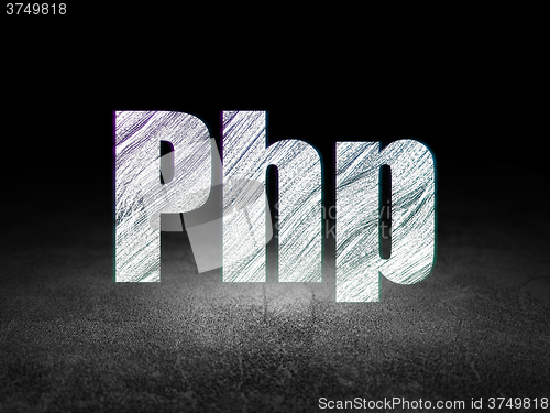 Image of Database concept: Php in grunge dark room