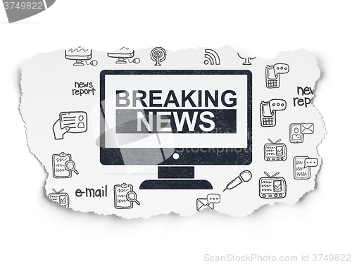 Image of News concept: Breaking News On Screen on Torn Paper background