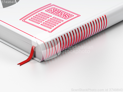 Image of News concept: closed book, Newspaper on white background
