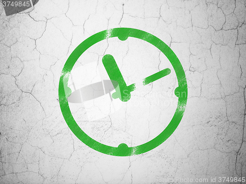 Image of Time concept: Clock on wall background