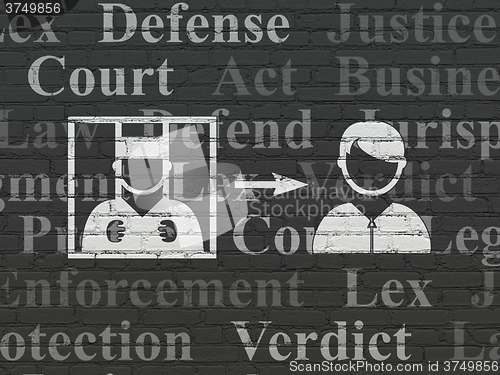 Image of Law concept: Criminal Freed on wall background