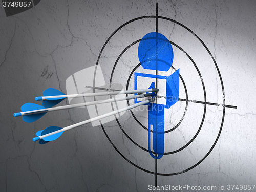 Image of News concept: arrows in Microphone target on wall background