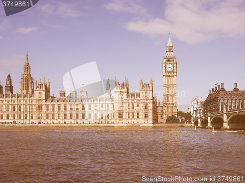 Image of Retro looking Houses of Parliament in London