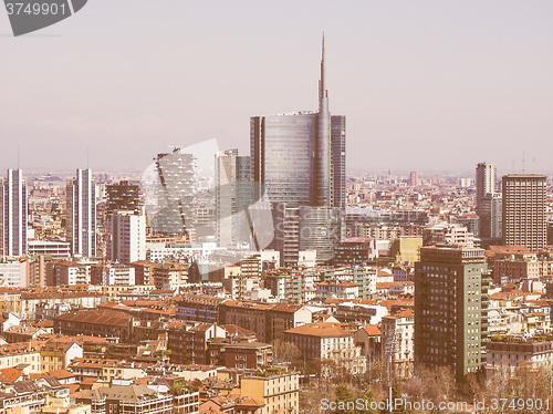 Image of Retro looking Milan aerial view