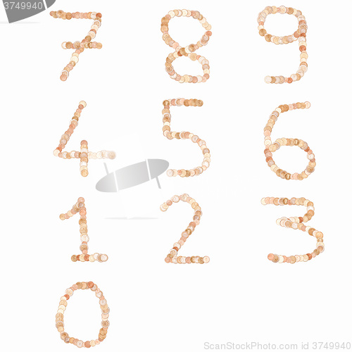 Image of  Numbers written with coins vintage