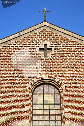 Image of rose window  italy  lombardy     in  the turbigo old   church  